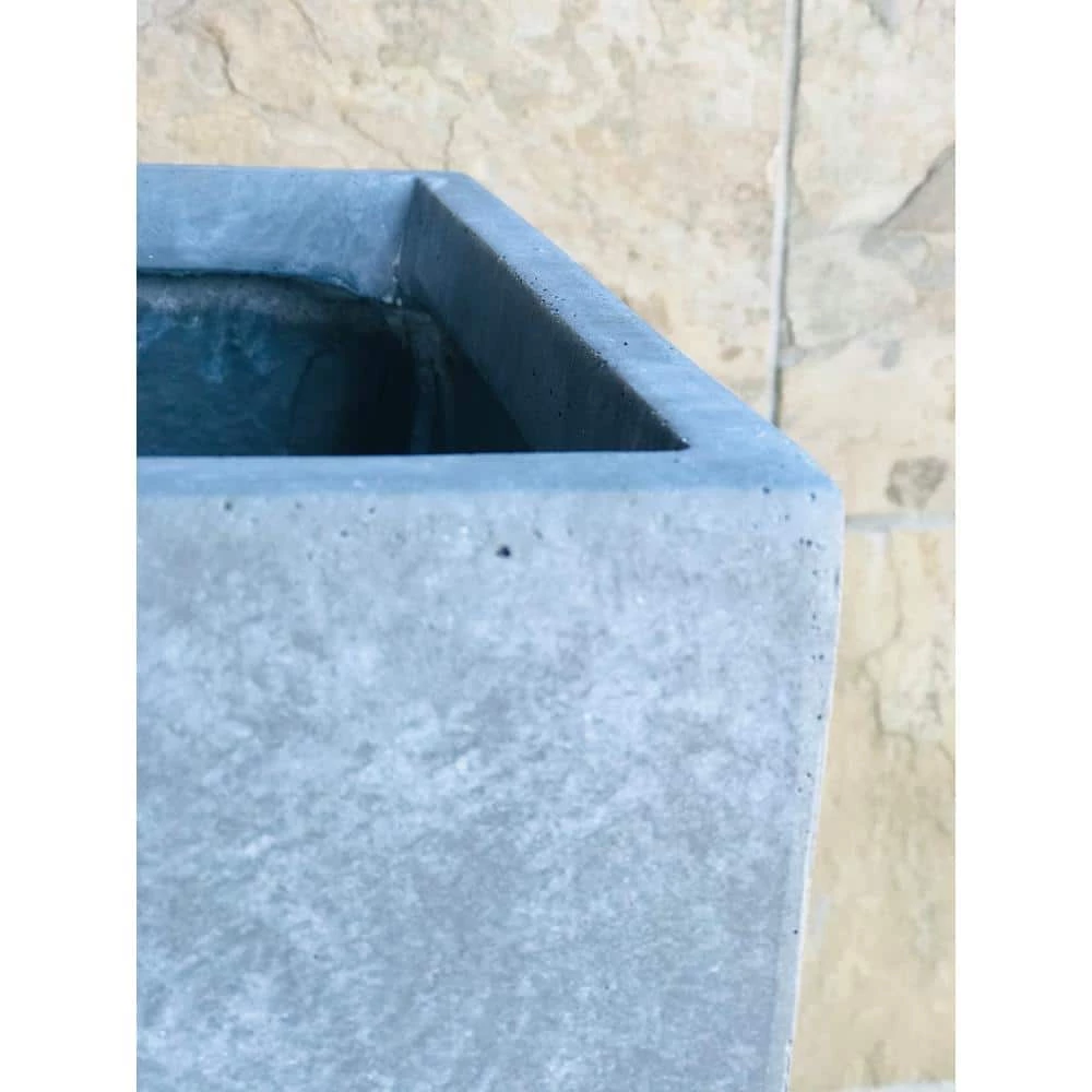 KANTE 24 in. H Square Slate Gray Concrete/Fiberglass Indoor Outdoor Elegant Tall Planter - Image 5