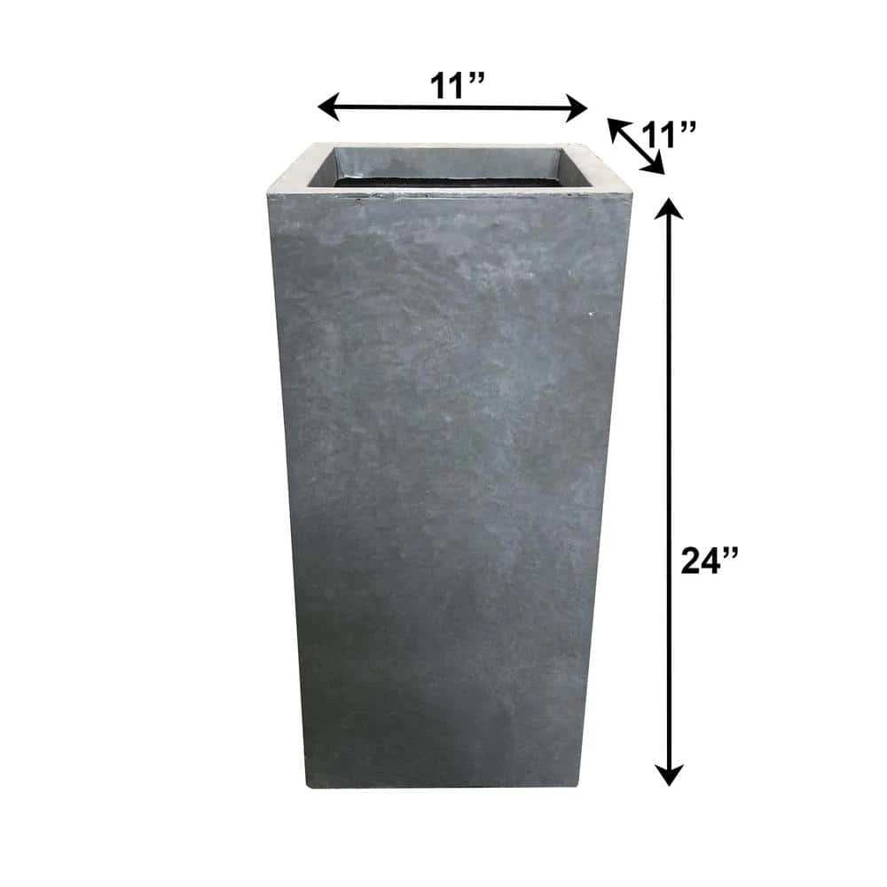 KANTE 24 in. H Square Slate Gray Concrete/Fiberglass Indoor Outdoor Elegant Tall Planter - Image 6