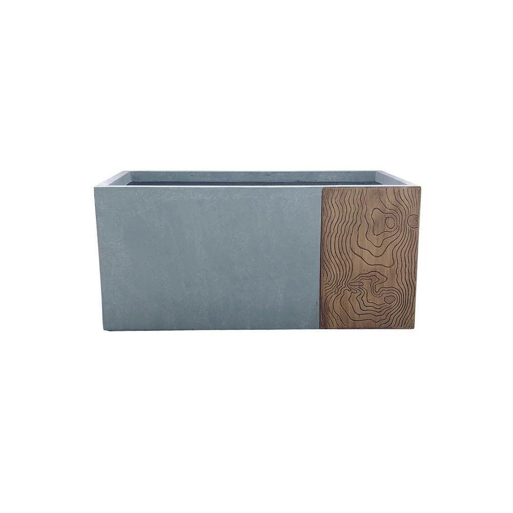 KANTE 31 in. L Rectangular Timber Ridge Concrete/Fiberglass Indoor Outdoor Elegant Long Planter - Image 4