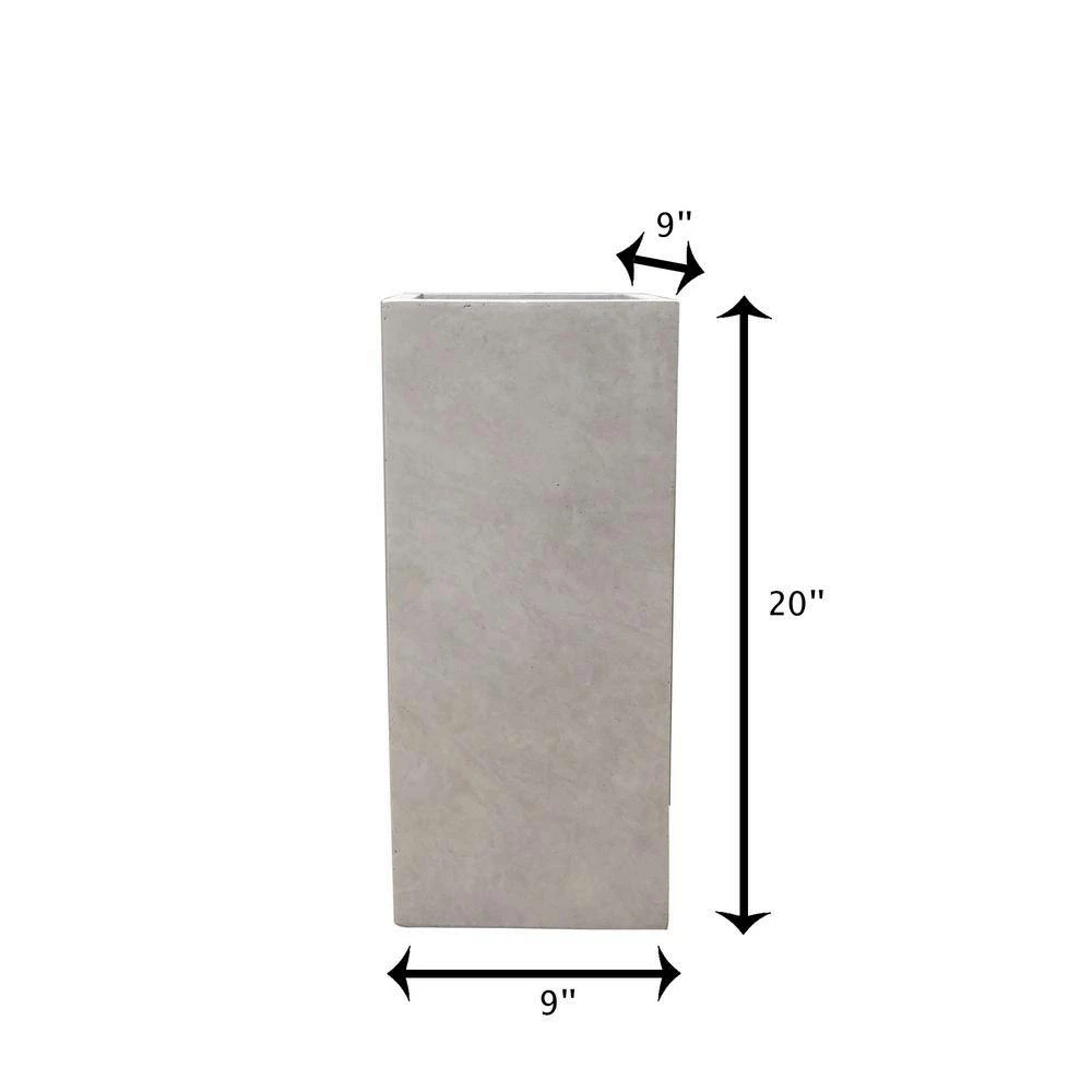 KANTE 20 in. H Square Weathered Concrete/Fiberglass Indoor Outdoor Modern Tall Planter - Image 7
