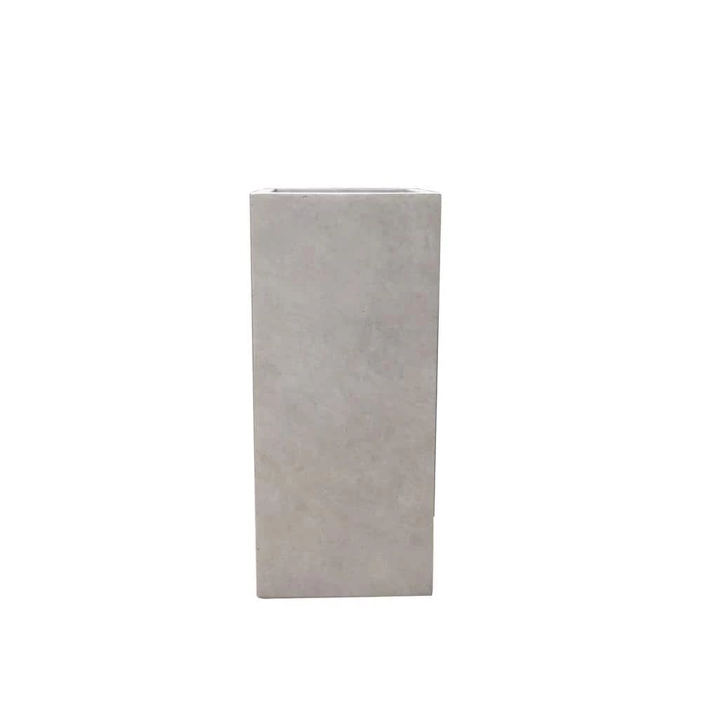KANTE 24 in. H Square Weathered Concrete/Fiberglass Indoor Outdoor Modern Tall Seamless Planter