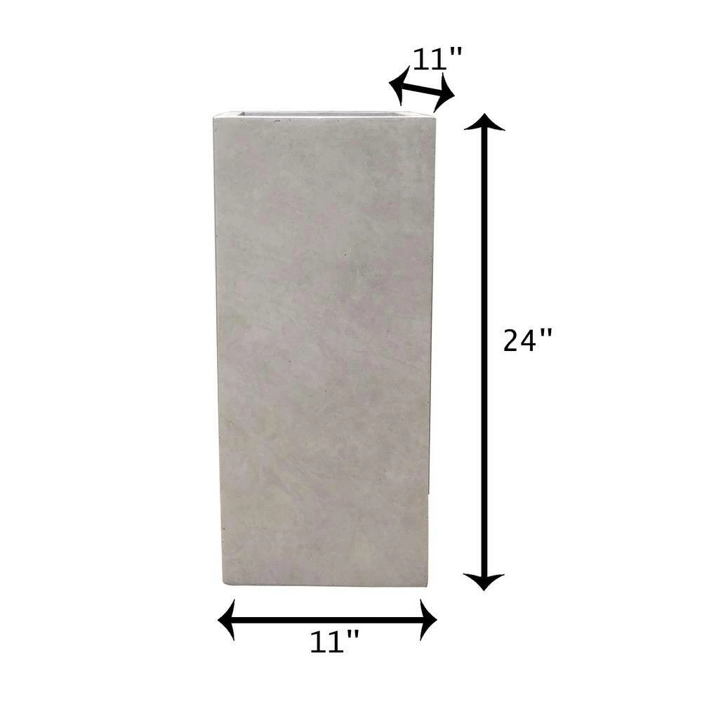 KANTE 24 in. H Square Weathered Concrete/Fiberglass Indoor Outdoor Modern Tall Seamless Planter - Image 7