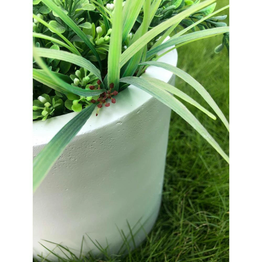 KANTE 12.9 in. Dia, Pure White Lightweight Concrete Modern Cylinder Outdoor Planter - Image 4