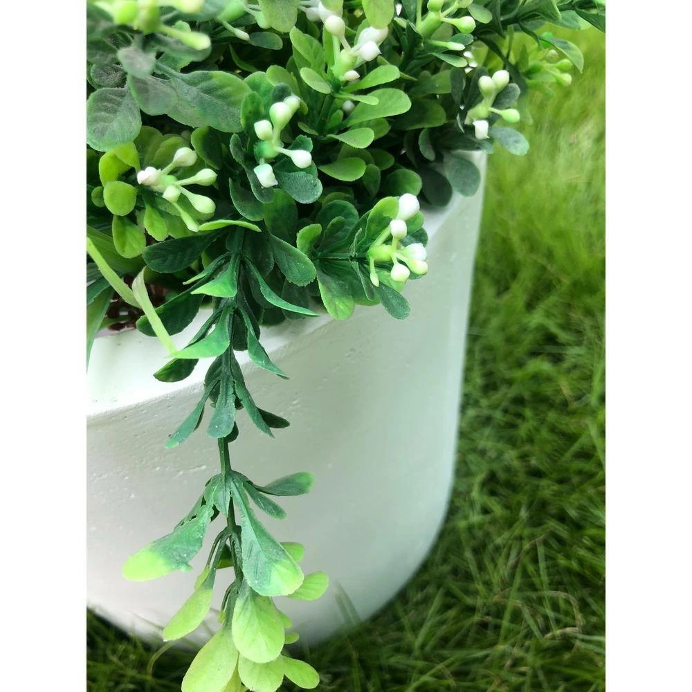 KANTE 12.9 in. Dia, Pure White Lightweight Concrete Modern Cylinder Outdoor Planter - Image 5