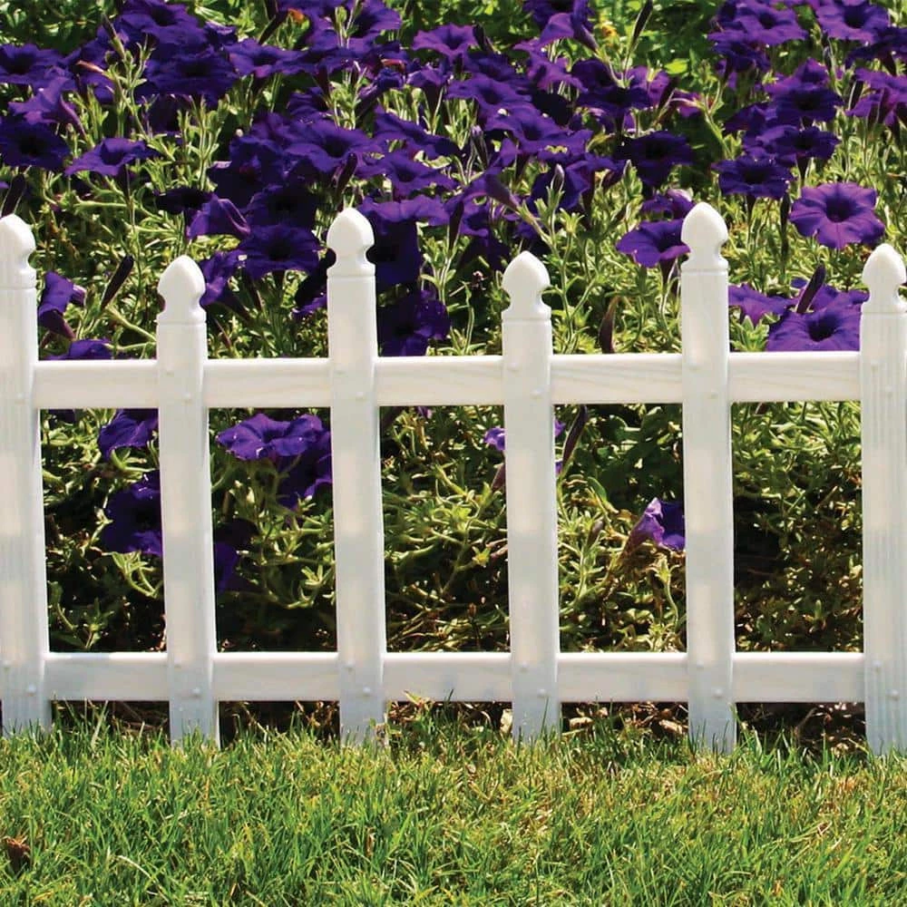 Vigoro 12 in. H White Classic Picket Style Plastic Garden Fence - Image 6