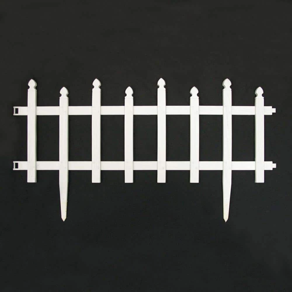 Vigoro 12 in. H White Classic Picket Style Plastic Garden Fence - Image 5