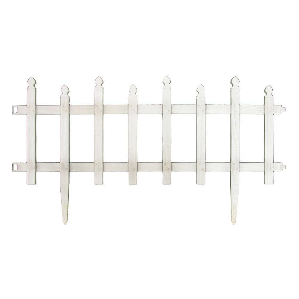 Vigoro 12 in. H White Classic Picket Style Plastic Garden Fence
