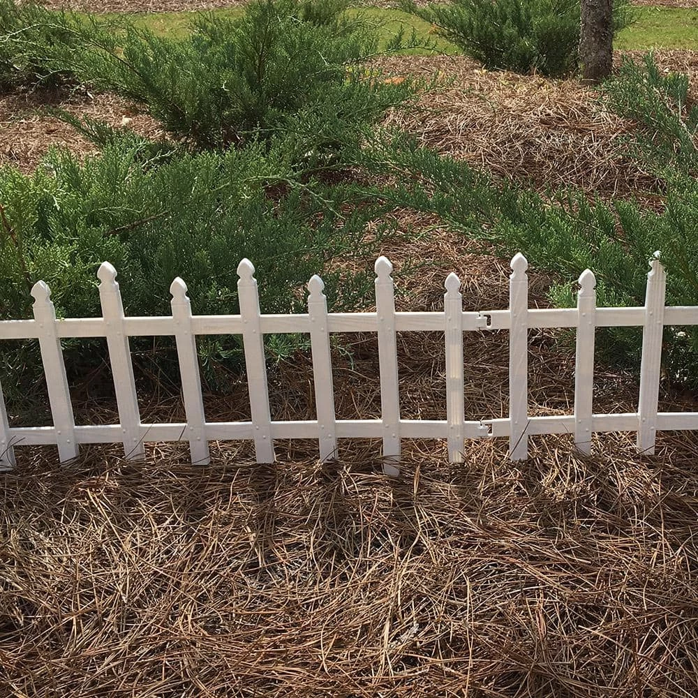 Vigoro 12 in. H White Classic Picket Style Plastic Garden Fence - Image 4