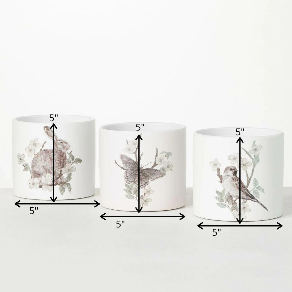 SULLIVANS Spring Print Decorative Pots - Set of 3 - Image 5