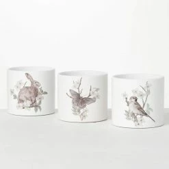 SULLIVANS Spring Print Decorative Pots - Set of 3