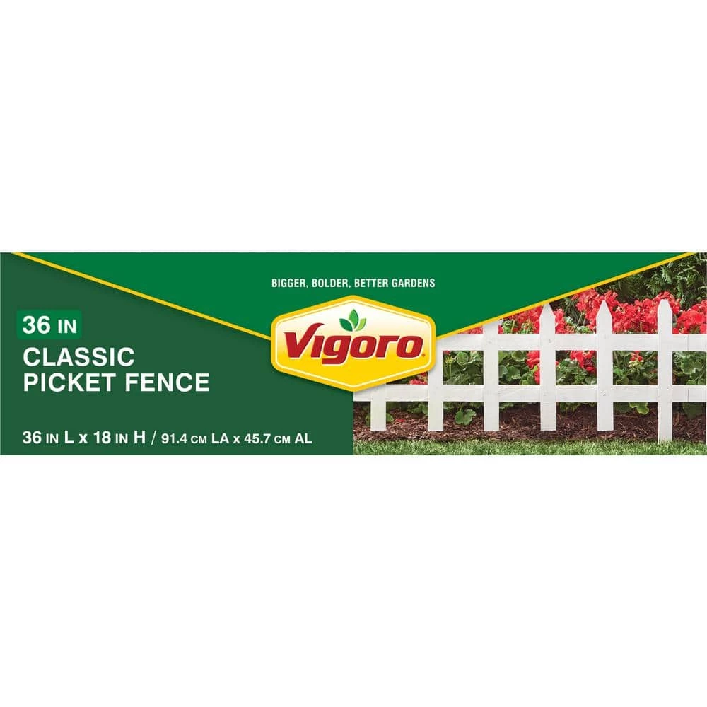 Vigoro 36 in. Wood Picket Garden Fence - Image 5