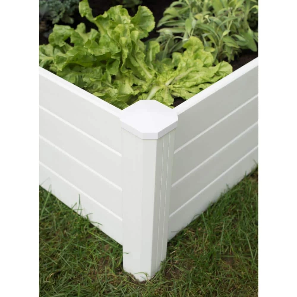 Vigoro 4 ft. x 4 ft. x 15 in. White Vinyl Raised Garden Bed - Image 4