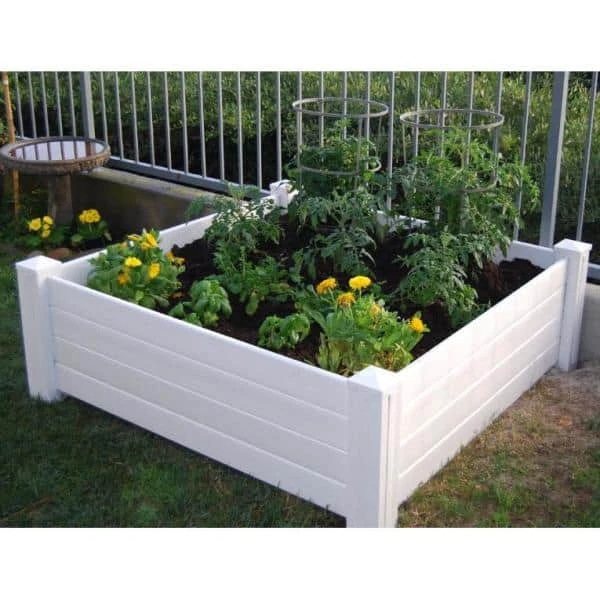 Vigoro 4 ft. x 4 ft. x 15 in. White Vinyl Raised Garden Bed - Image 2