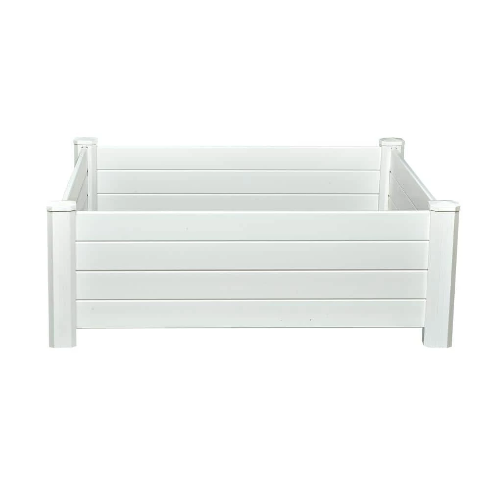 Vigoro 4 ft. x 4 ft. x 15 in. White Vinyl Raised Garden Bed - Image 6